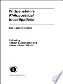 Wittgenstein's Philosophical investigations text and context /