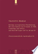 Transitus Mariae Beiträge zur koptischen Überlieferung mit einer Edition von P. Vindob. K 7589, Cambridge Add 1876 8 und Paris BN Copte 129¹⁷ ff. 28 und 29 /