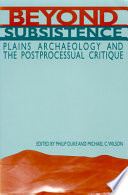 Beyond subsistence plains archaeology and the postprocessual critique /