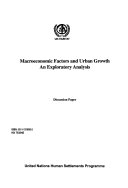 Macroeconomic factors and urban growth : an exploratory analysis : discussion paper.