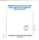 Decentralization policies and human settlements development.