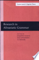 Research in Afroasiatic grammar papers from the Third Conference on Afroasiatic Languages, Sophia Antipolis, France, 1996 /