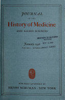 Journal of the history of medicine and allied sciences.