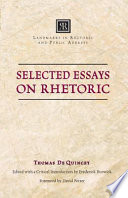 Selected essays on rhetoric