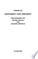 Monument und Inschrift gesammelte Aufsätze zur senatorischen Repräsentation in der Kaiserzeit /
