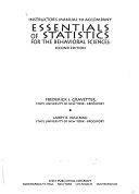Essentials of statistics for the behavioral science : Instructor's manual to accompany /