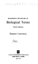 Henderson's dictionary of biological terms /