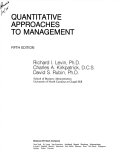 Quantitative approaches to management /