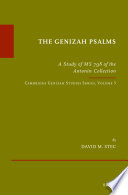 The Genizah Psalms a study of MS 798 of the Antonin Collection /
