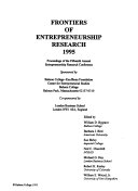 Frontiers of Entrepreneurship /
