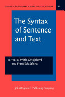 The syntax of sentence and text a festschrift for František Daneš /