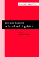 Text and context in functional linguistics