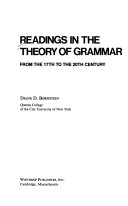 Readings in the theory of grammar : from the 17th to the 20th century /