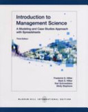 Introduction to management science : a modeling and case studies approach with spreadsheets.