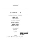 Business policy : managing strategic processes /