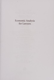 Economic analysis for lawyers /