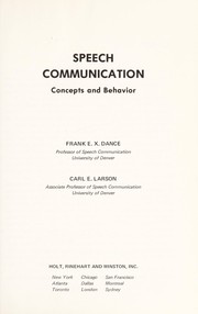 Speech communication; concepts and behavior /