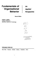 Fundamentals of organizational behavior : an applied perspective /