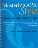 Mastering APA style : instructor's resource guide /