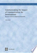 Communicating the impact of communication for development recent trends in empirical research /