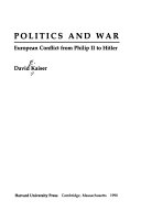 Politics and war : European conflict from Philip II to Hitler /