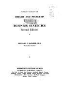 Theory and problems of business statistics /