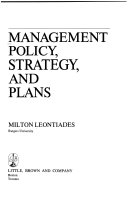 Management policy, strategy, and plans /