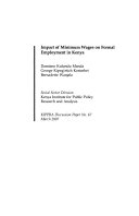 Impact of minimum wages on formal employment in Kenya /