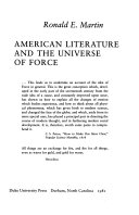American literature and the universe of force /