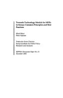 Towards technology models for MSEs in Kenya : common principles and best practices /