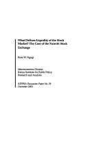 What defines liquidity of the stock market? : the case of the Nairobi Stock Exchange /
