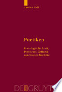 Poetiken poetologische Lyrik, Poetik und Ästhetik von Novalis bis Rilke /