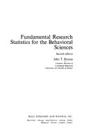 Fundamental research statistics for the behavioral sciences /