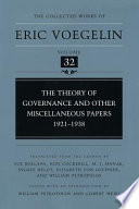 Theory of governance and other miscellaneous papers, 1921-1938