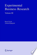 Experimental Business Research Marketing, Accounting and Cognitive Perspectives Volume III /